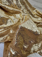 Gold Silver Encrypted Sequin Embroidery Fish Scale Fabric - Evening Dress Material 150cm