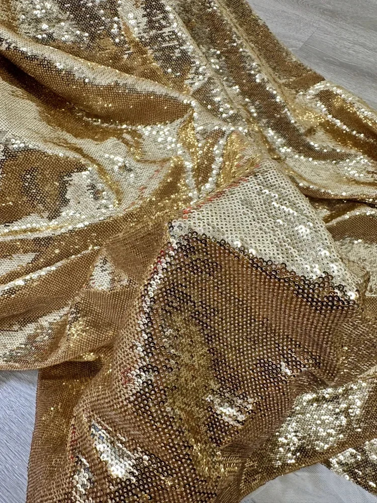 Gold Silver Encrypted Sequin Embroidery Fish Scale Fabric - Evening Dress Material 150cm