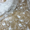 Pearl Flower Applique Mesh Lace Fabric - Sheer Wedding Material - fabric photo 7