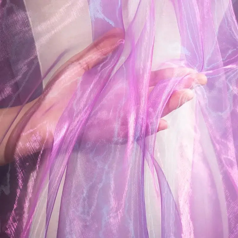 Gradient Color Laser Organza Fabric - Sheer Ombre Material 150cm