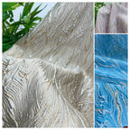 قماش التنورة والفساتين ذو الملمس المطلي بالذهب، سميك ومتدفق، انعكاس خفيف للضوء، نمط جاكار ثلاثي الأبعاد