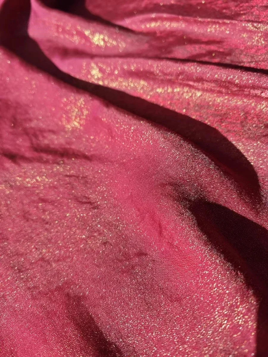 Shining gold powder fantasy color water light cotton satin fabric sewing Hanfu dress stage clothing soft fabric