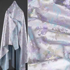 Blue Purple Tulip Flower Woven Brocade Jacquard Fabric New Chinese Style Sewing Vest Qipao Jacket Designer Fabric