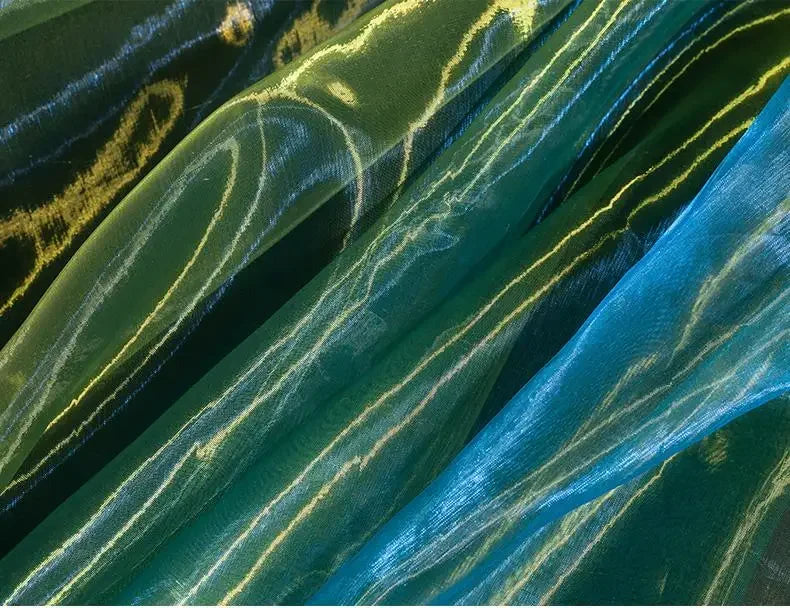 Gradient Color Laser Organza Fabric - Sheer Ombre Material 150cm