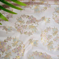 Light Pink Gold Plated Silk Jacquard - Flower Goldfish Pattern Fabric