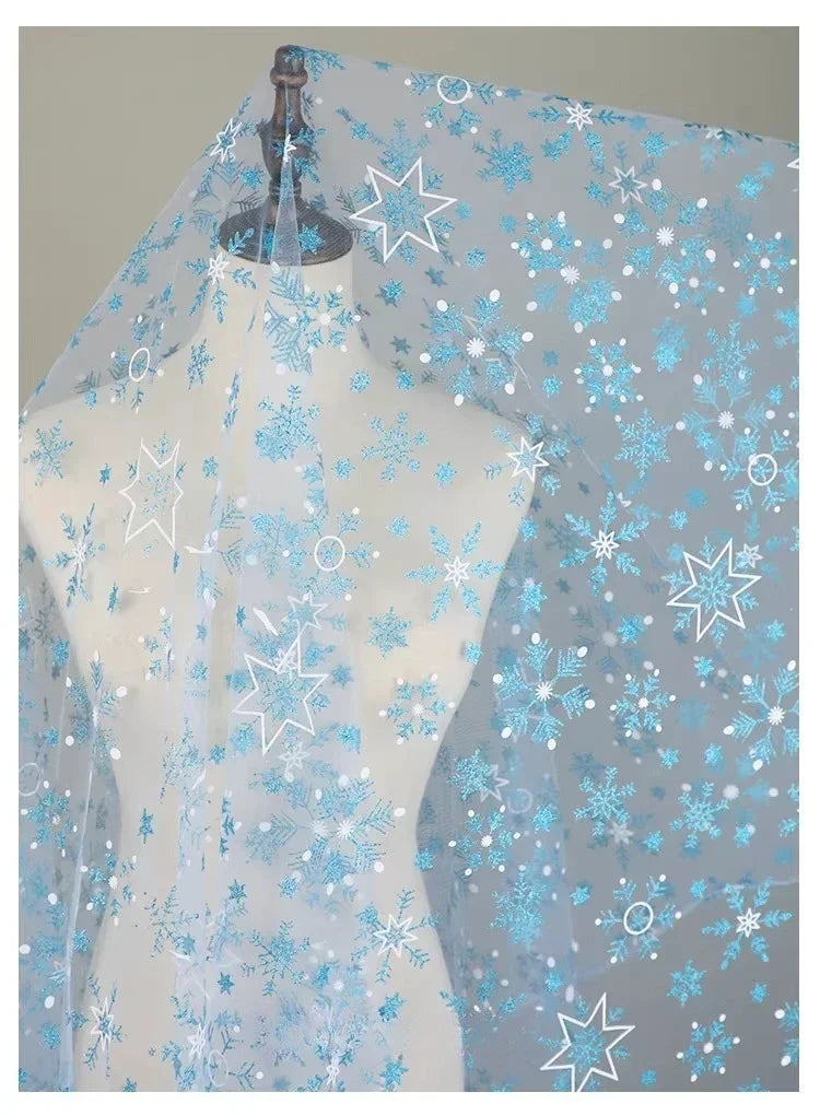 Prinkle Gold Powder Mesh Snowflake Pattern Soft Mesh Fabric Diy Princess Dress Material Children Cape Fabrics For Sewing