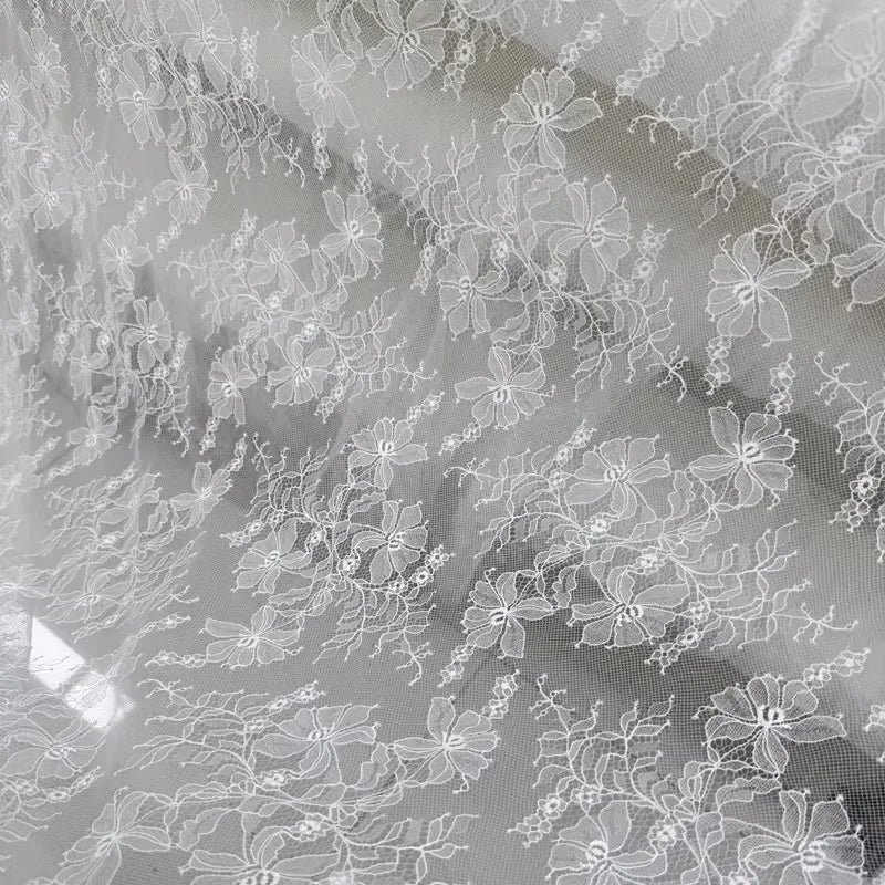 5 Styles Large Flower Embroidery Sequins Lace Mesh Fabric - Transparent Material 145cm