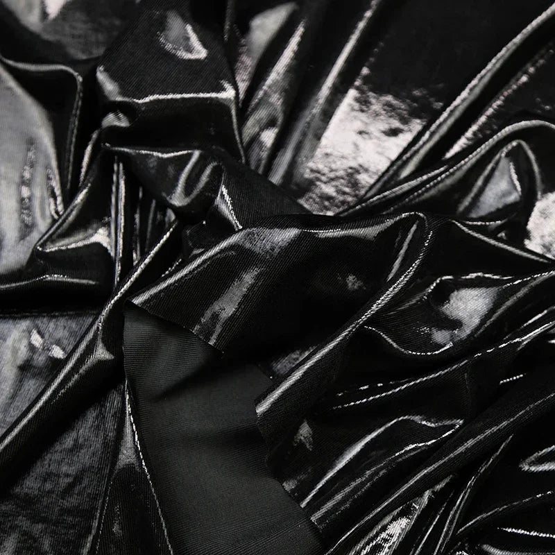 قماش جلدي معدني ذهبي فضي - مادة مرنة فائقة النحافة 150 سم