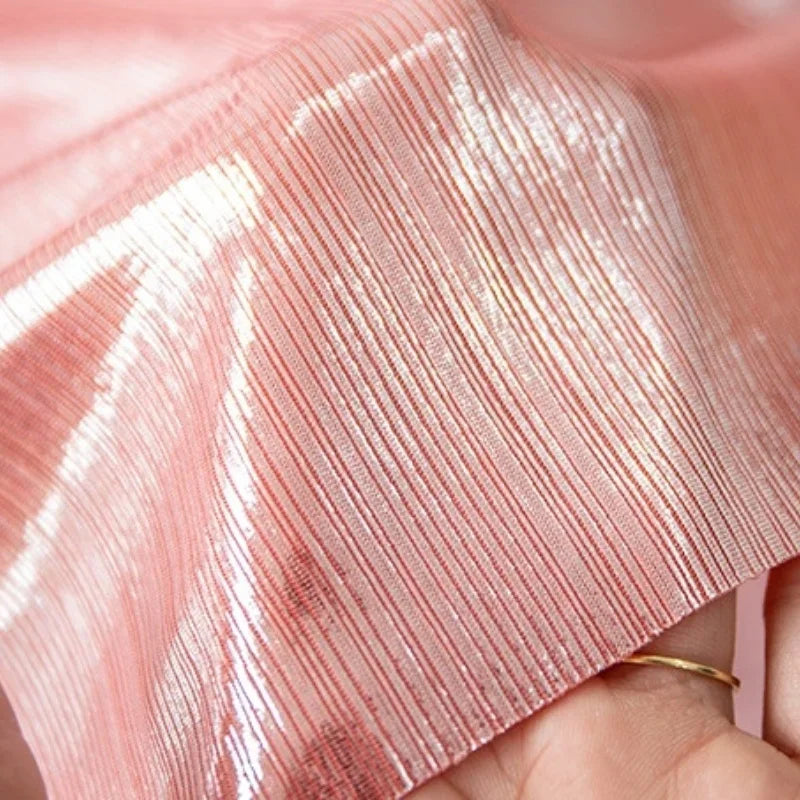 قماش مخطط بختم ساخن معدني - مادة لامعة مقاومة للتجاعيد