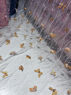 Butterfly Patterned Three-dimensional Embroidery Mesh Fabric For Wedding Dresses, Background Decoration Fabric For Formal Attire