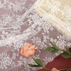 قماش دانتيل مطاطي بنقوش زهور، خياطة فساتين زفاف، فساتين سهرة، بيجامات وتزيين طاولات، قماش اصنعها بنفسك