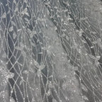 New Shiny Leaf Spray Silver Hot Stamping Transparent Mesh Wedding Dress Fabric Fabric Clothing Accessories