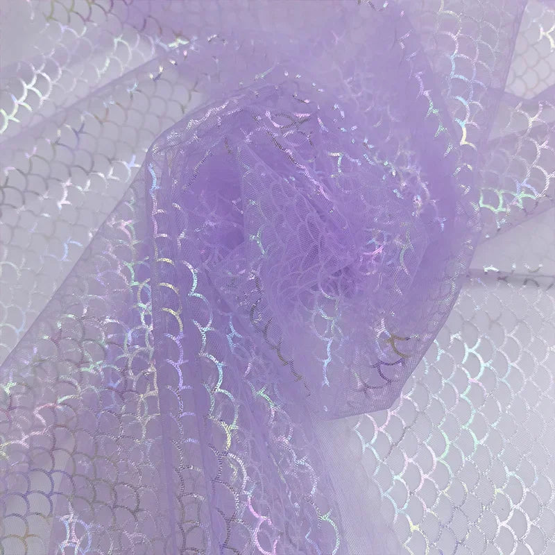 Hot-selling New Symphony Fish Scale Hot Stamping Mesh Princess Elsa Dress Amazon Toys Children's Clothing Fabric Dress Cloth