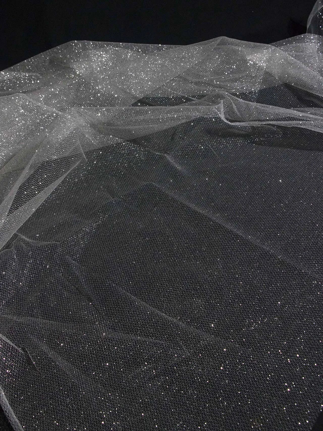 Spray silver shimmering white mesh fabric sewn formal dress wedding dress DIY designer accessories