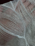 Pearl Glitter Ripple Silver Powder Mesh - Wedding Evening Gown Fabric