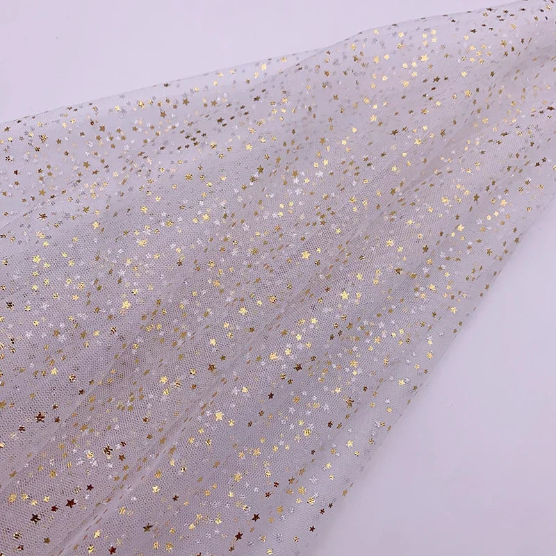 Gilding stars Sparkly gauze tulle Stage costume Fabric Gauze skirt fabric bow hair Christmas accessories Children's clothing