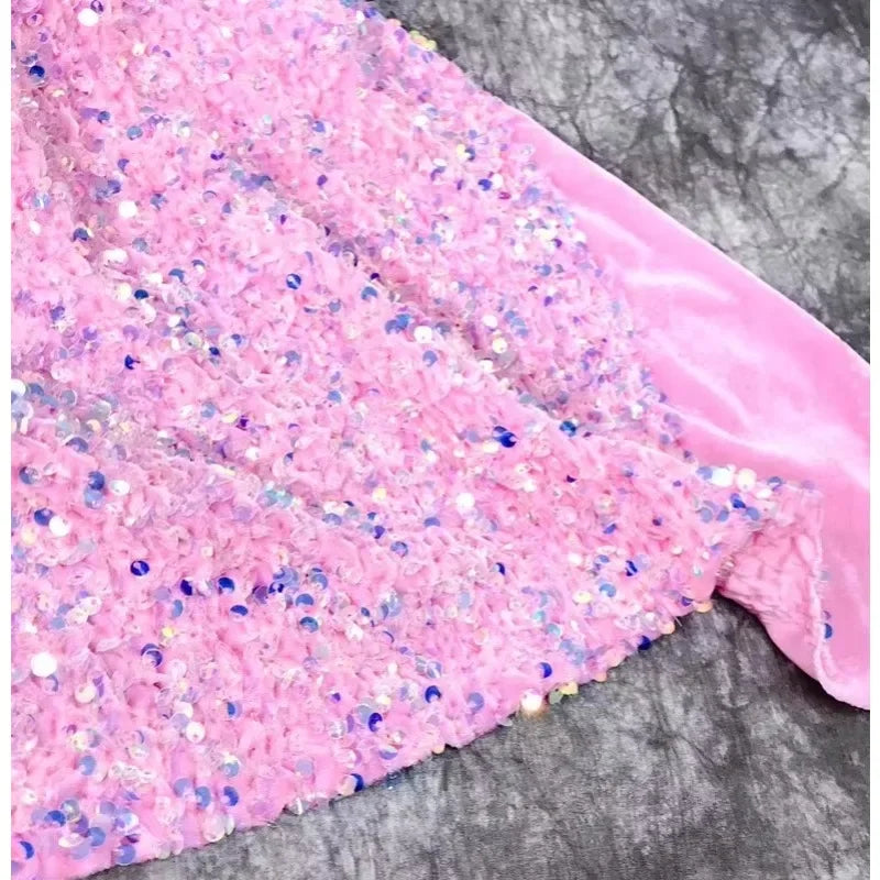 3MM Sequin Velvet Fabric - Elegant for Evening Gown & Stage Costume - fabric photo 4