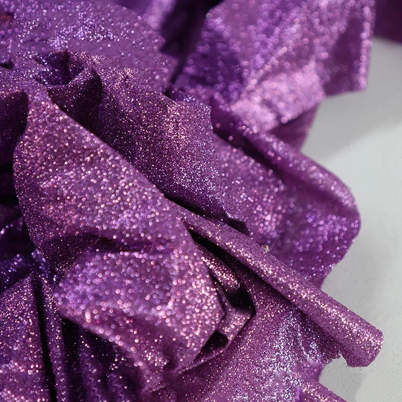 أزرق فضي ختم ساخن ترتر ذهبي ضوء متلألئ عاكس مرونة محبوك ملابس زفاف مصمم القماش