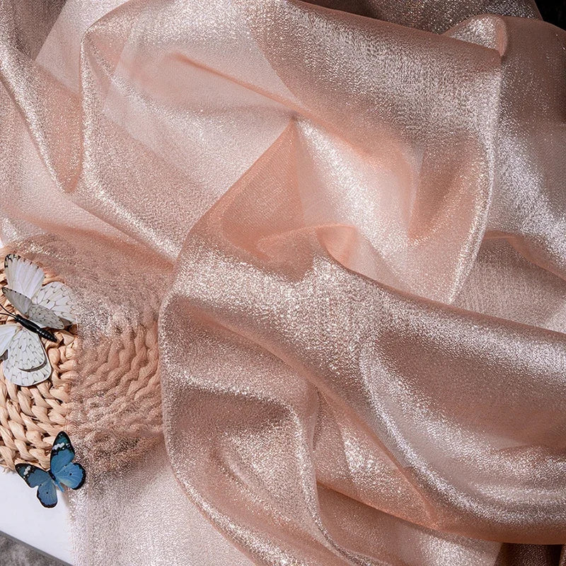 أزرق أسود أحمر وردي لامع شفاف قليلاً من الأورجانزا فستان زفاف فستان سهرة زي مسرحي قماش مزخرف