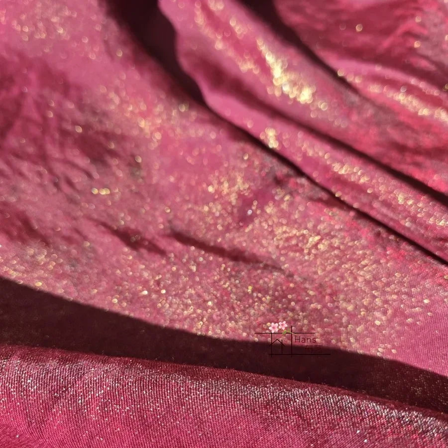 Shining gold powder fantasy color water light cotton satin fabric sewing Hanfu dress stage clothing soft fabric