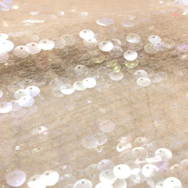 Multi-Color Glitter Sequins Mesh Fabric - Transparent Sparkle Material 130cm