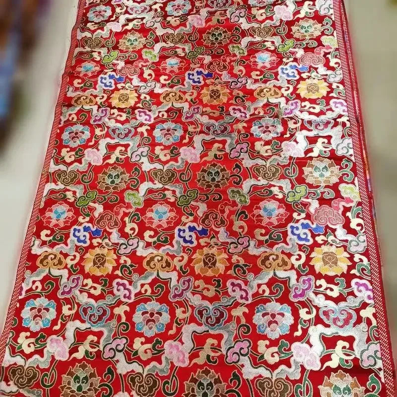 قماش بروكار بنقشة سحابة اللوتس الجاكار - مادة زخرفية تقليدية 70 سم