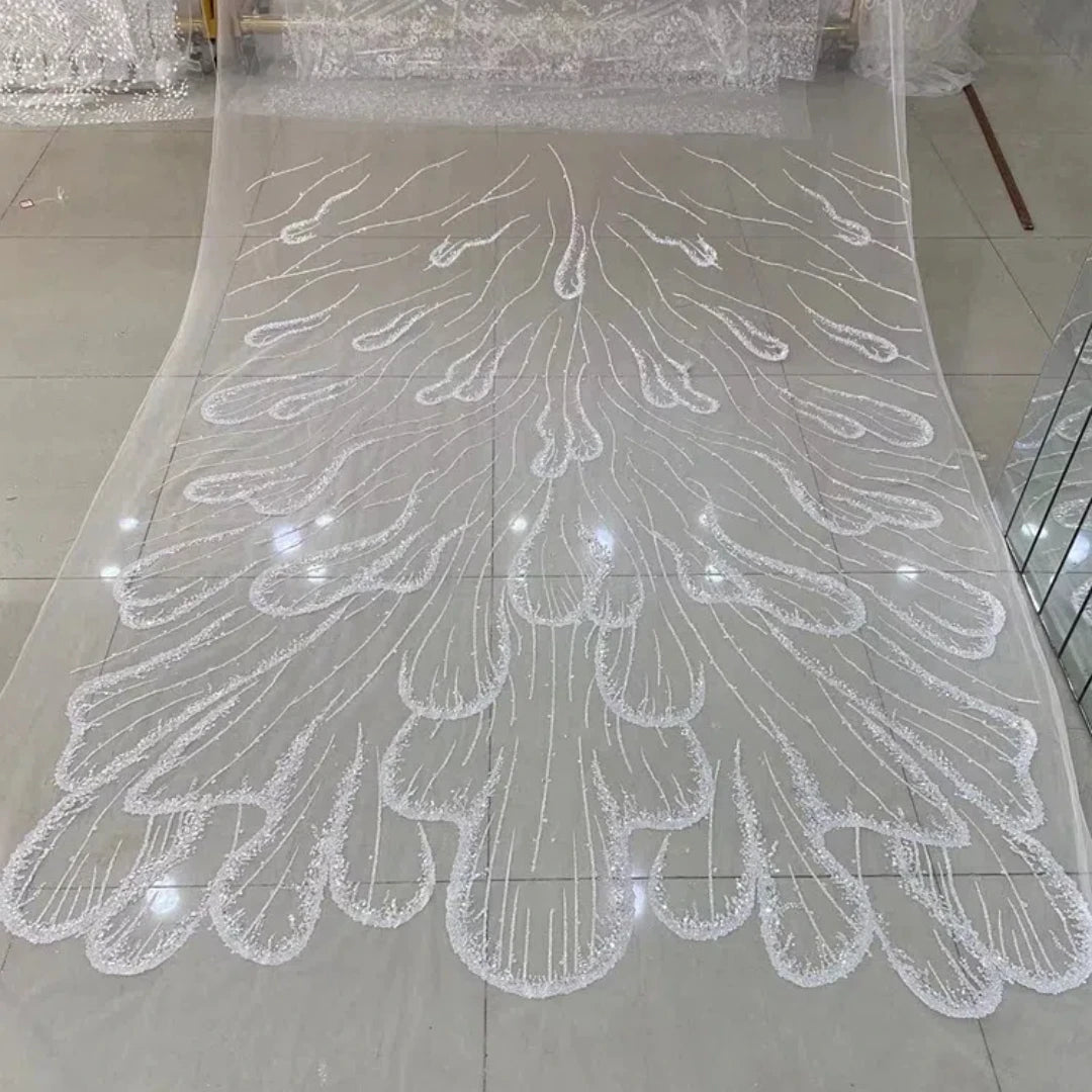 Super Large Sparkling Powder, High-end Ripple Loose Powder Lace Fabric, Wedding Dress Veil DIY Material Fabric