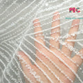 Feather Pattern Bead Embroidery Mesh Fabric - Wedding Dress Material