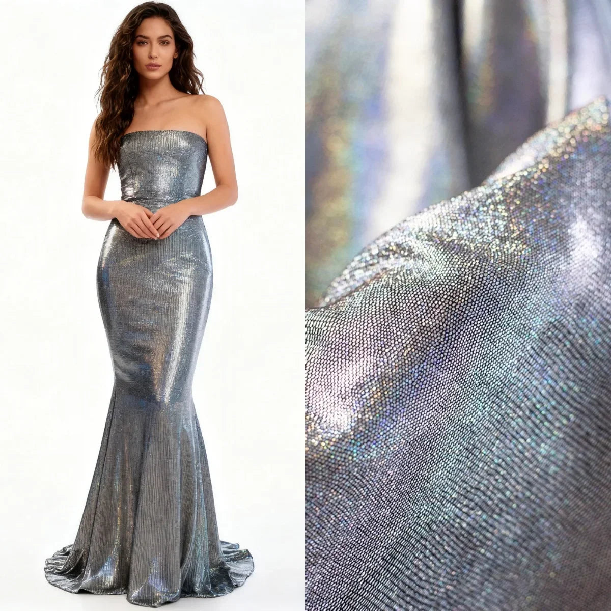 Silver Glitter Fabric Elastic Fish Scale Texture Sewing Performance Fashion Show Stage Clothing DIY Background Decoration Fabric