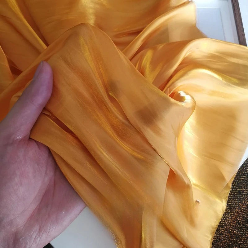Soft and Shiny Metallic Cool Breeze Satin with Texture Suitable for Wedding Dresses Formal Gowns Designer Clothing Fabrics
