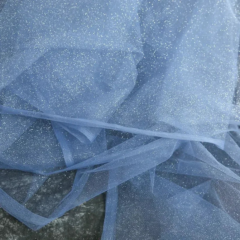 Shiny Silver Gold Spray Headscarf Fine Powder Mesh Fabric for Wedding Dress Photography Background Yarn