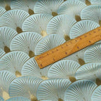 Tejido jacquard de satén con hojas de ginkgo en forma de abanico, nuevo chaleco para qipao, telas de alambre dorado brillante para coser