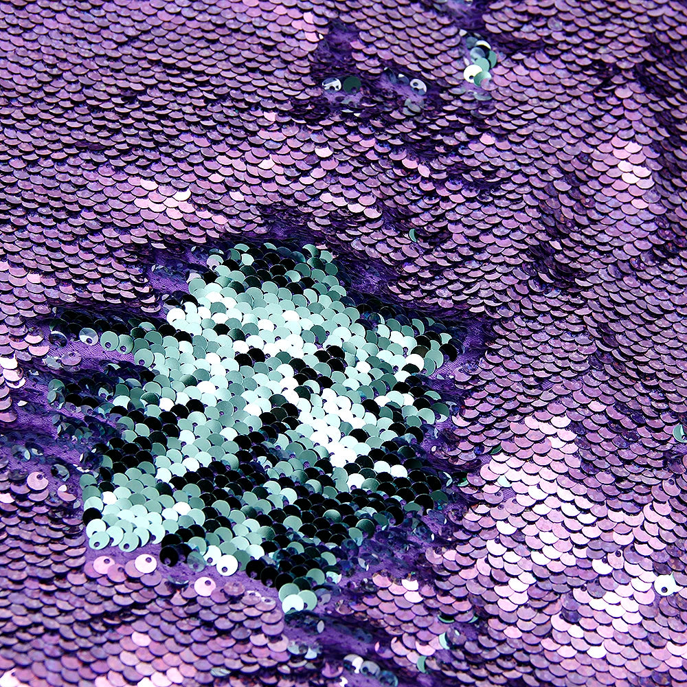 Tela reversible con lentejuelas para vestido de noche, de dos colores, para manualidades creativas, con lazo para el pelo, para bolso o bolso.