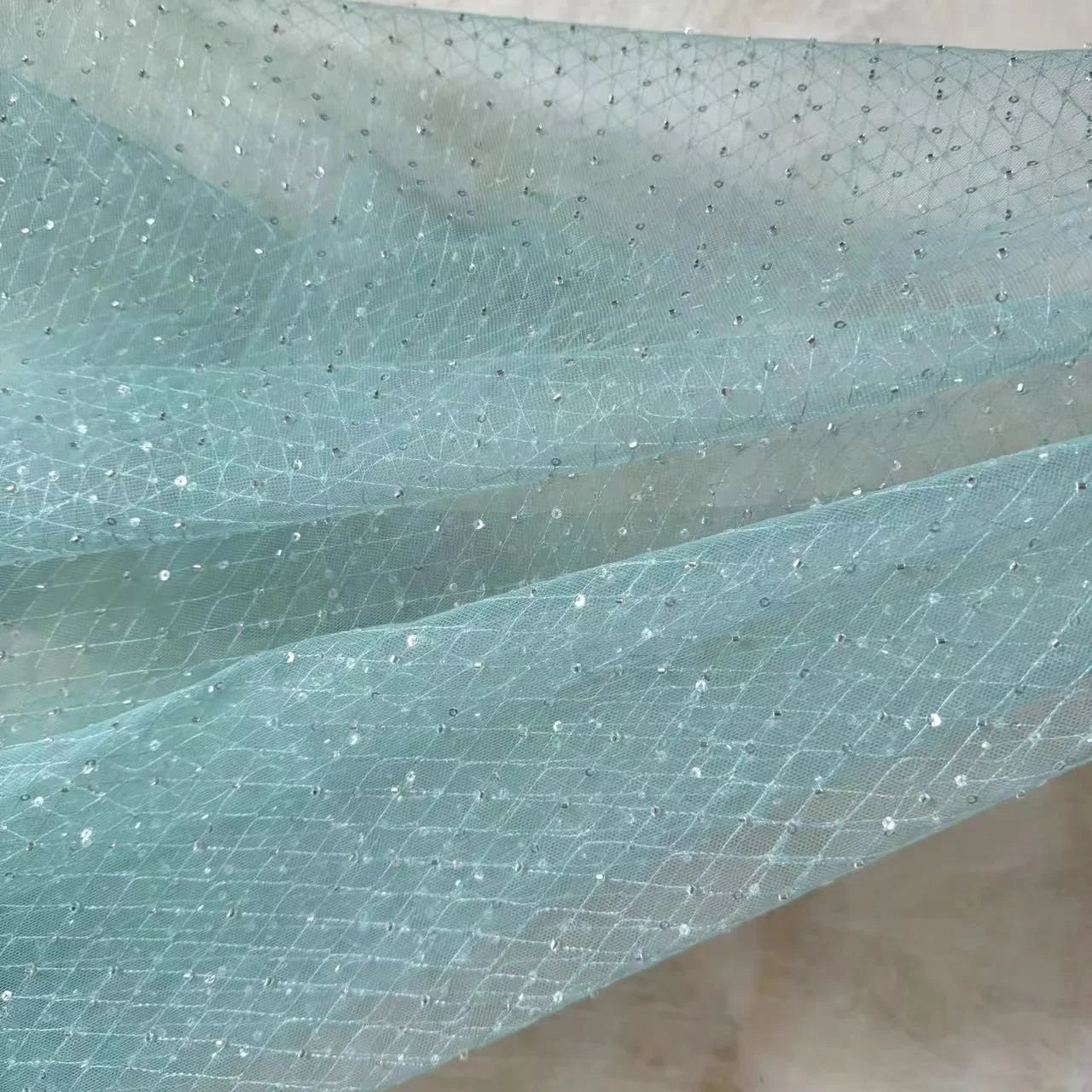 قماش شبكي على شكل ماسة مكون من 7 ألوان، أنبوب خرز ذهبي، قماش تطريز، ملابس أطفال، فستان زفاف، قماش