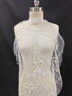 Vestido de novia, vestido de noche, accesorios qipao, hecho a mano con tela de encaje floral en el pecho blanco