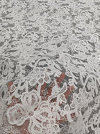 Nueva tela bordada con encaje hueco para coser vestidos de novia y de noche de alta gama, decoración DIY para manteles, tela decorativa.