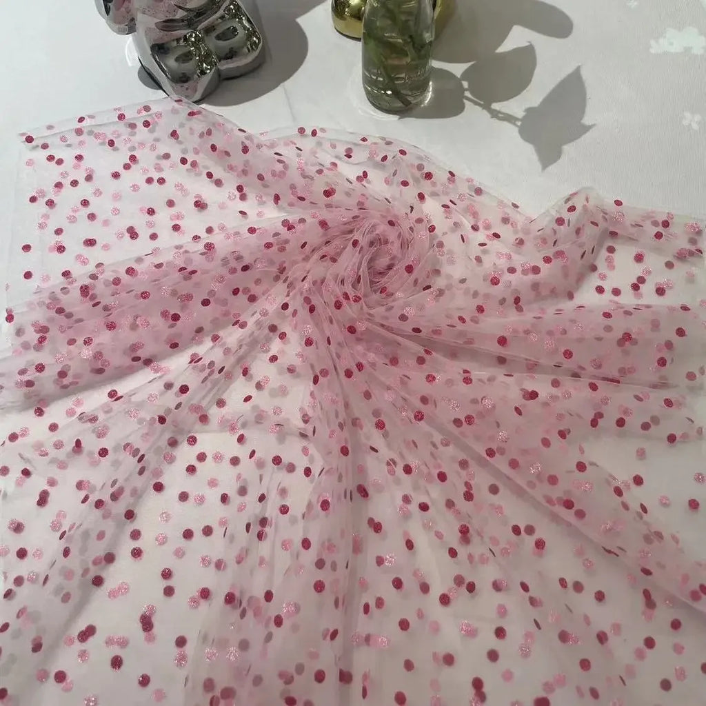 Soft Dot Mesh Tulle Fabric - Transparent Sheer Dress Material