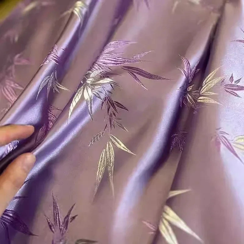 Lavender Purple Bamboo Leaf Woven Brocade - Dress Vest Home Decor Fabric