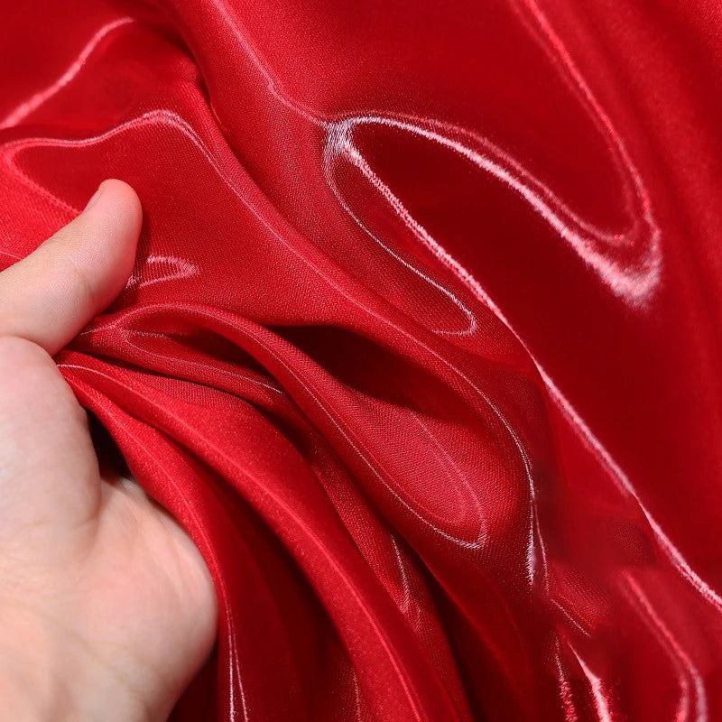 قماش ساتان مائي سائل، حرير كريستالي سميك، ساتان طبيعي عاكس، فستان زفاف، خلفية زخرفية، ملابس مصممة 