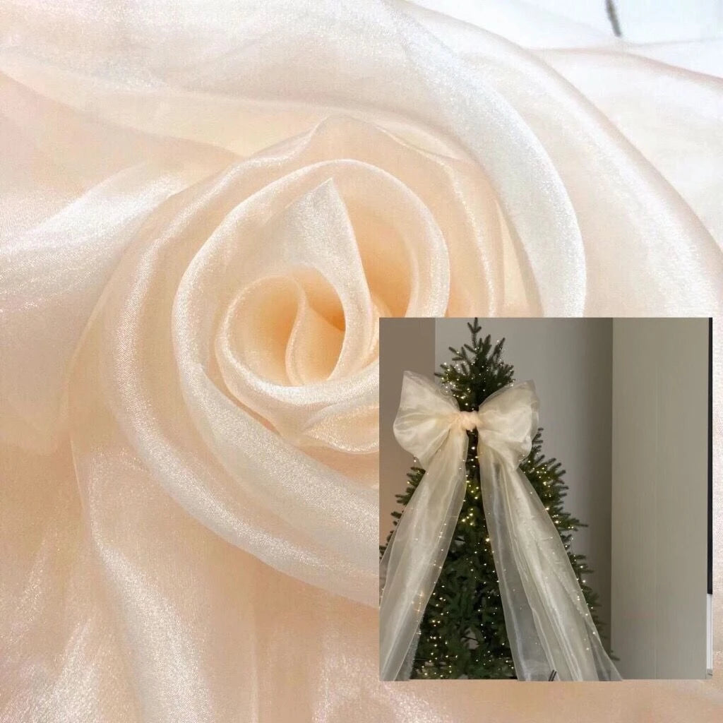 Transparent metallic organza fabric suitable for weddings formal gowns party decorations and bow decorations