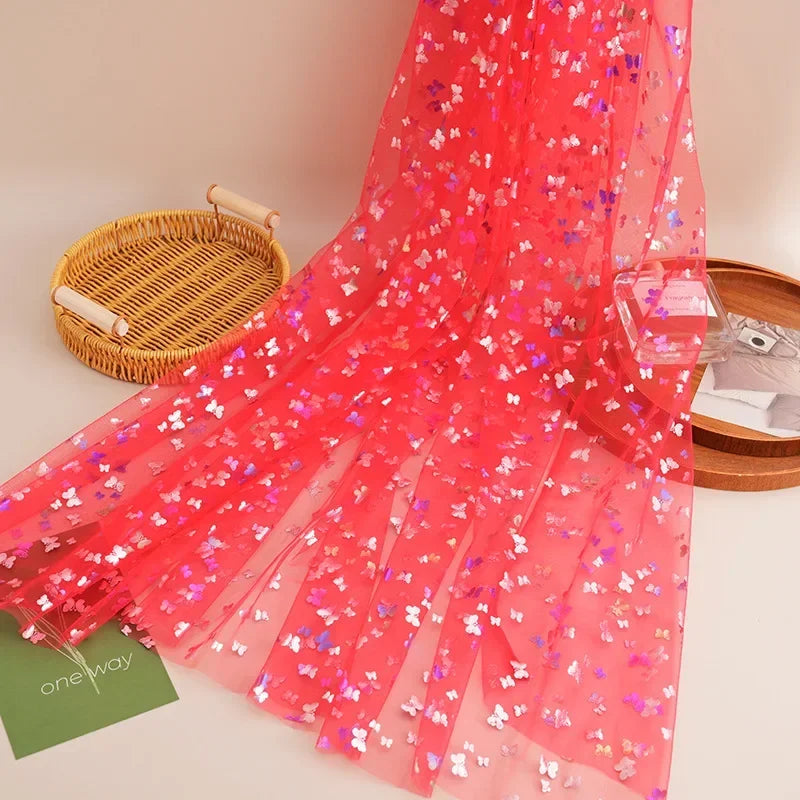 قماش شبكي جديد مطبوع عليه فراشة ساخن لخياطة تنورة الأميرة للأطفال وتنورة المسرح الرقيقة ومفرش الطاولة ونسيج شبكي مزخرف