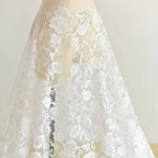 Tela de encaje bordado de malla de algodón blanco de alta calidad para vestidos de novia, adornos y accesorios de vestir.