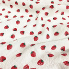 Tela opaca con estampado de fresas y burbujas de algodón de imitación para vestidos largos florales, protección solar, puños, decoración DIY
