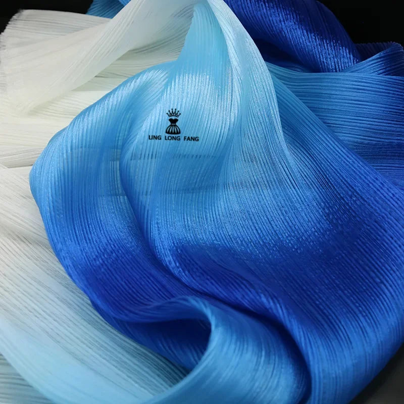 Folded And Textured Fabric With Over 30 Colors Of Mesh Fabric For Petal Shaped Production Of High-end Evening Dresse And Wedding