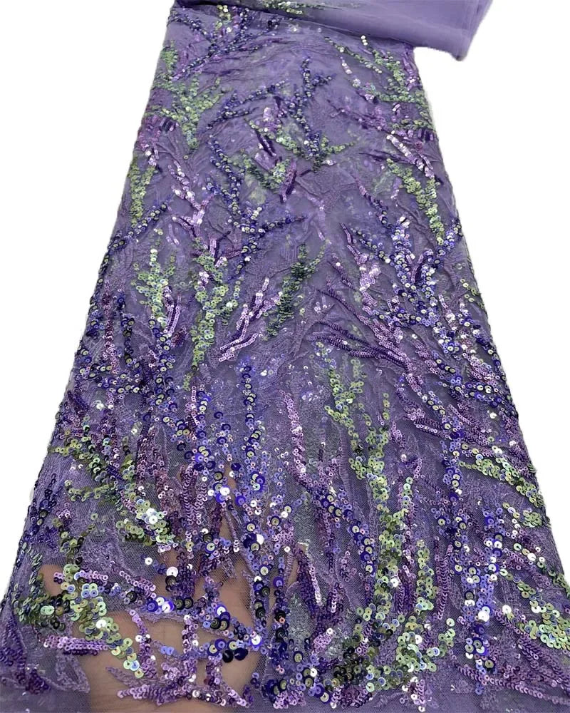Exquisite colorful sequined net-sheen embroidered lace fabric used for wedding gowns evening dresses mother's clothing  fabric