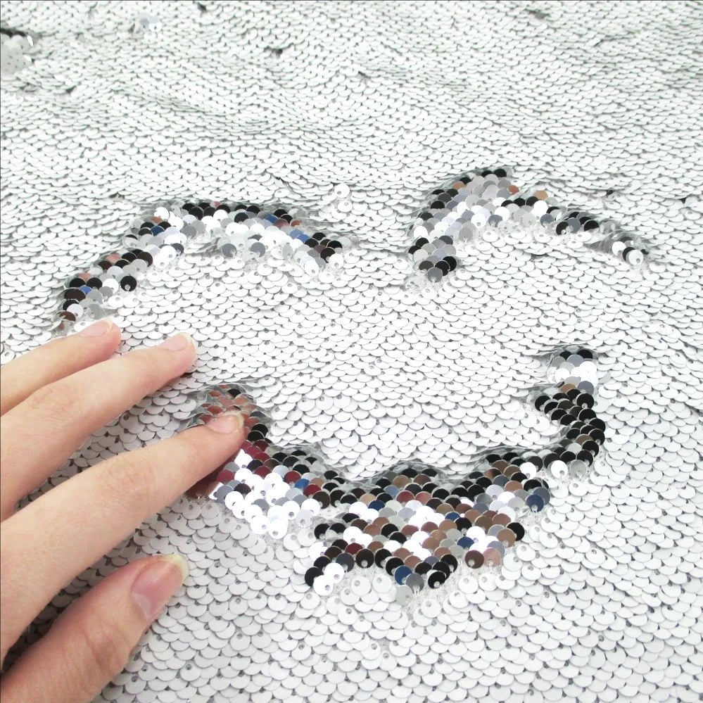 Tela reversible de lentejuelas bicolor para vestido de noche, diseño de lazos para el cabello, accesorios para mujer