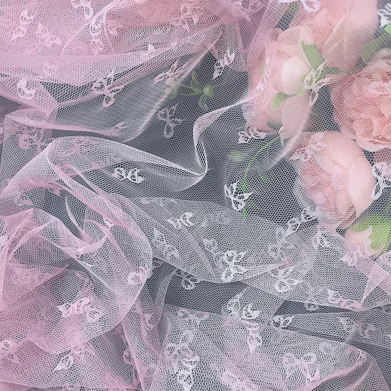 قماش دانتيل مجوف بعقدة فيونكة - قماش شبكي جاكار للملابس الداخلية 145 سم