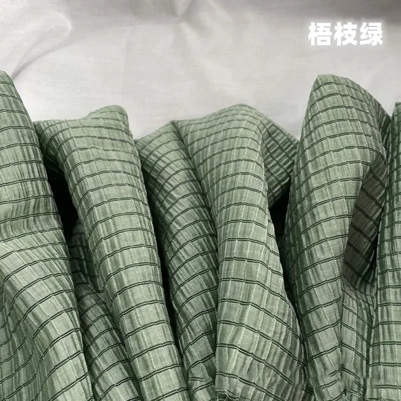 Cream Yellow Checkered Fabric Soft Breathable Textile For Summer Outfit Sewing DIY Clothing Craft Upholstery Home Decor Material