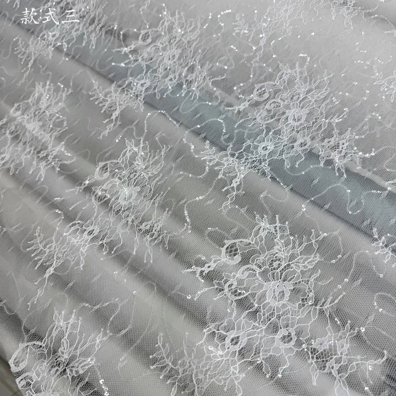 5 أنماط من تطريز الزهور الكبيرة بالترتر والدانتيل الشفاف وأقمشة الدانتيل الشبكية وأقمشة الستائر لفستان الزفاف DIY للخياطة