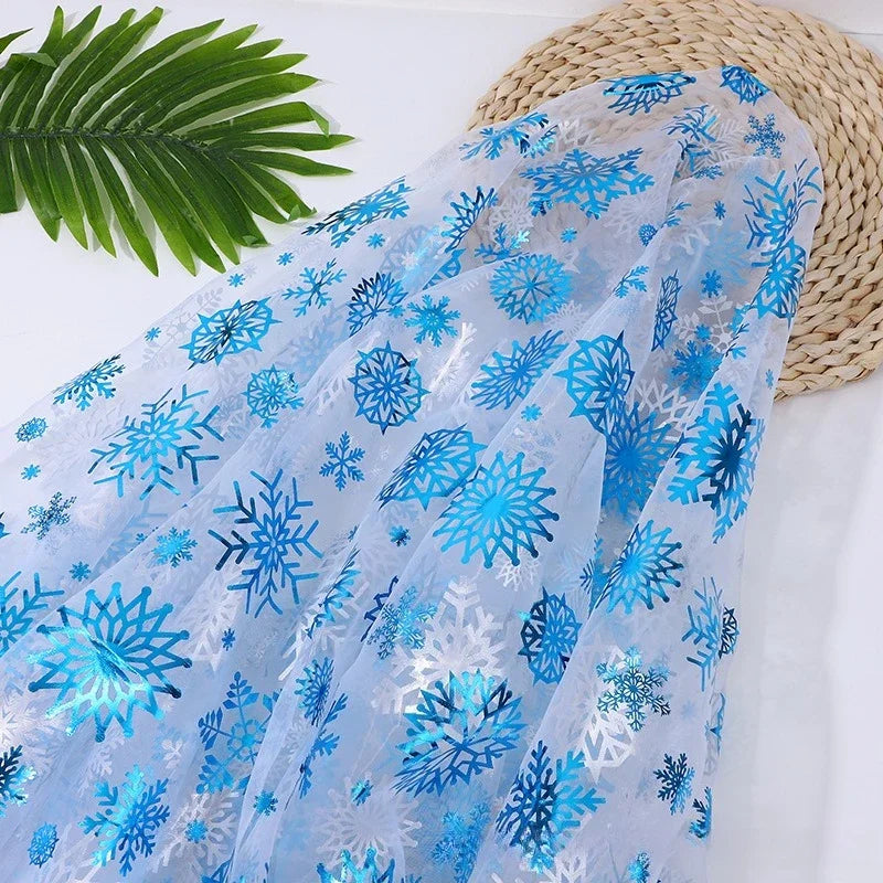 Organza de copo de nieve Bronzi, vestido infantil, accesorios para el cabello, malla navideña, accesorios decorativos para el día de San Valentín, nuevo